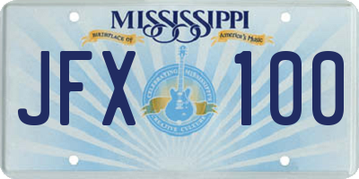 MS license plate JFX100