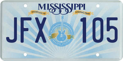 MS license plate JFX105