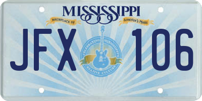 MS license plate JFX106