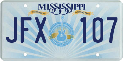 MS license plate JFX107