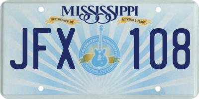 MS license plate JFX108