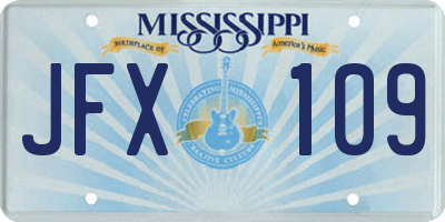 MS license plate JFX109