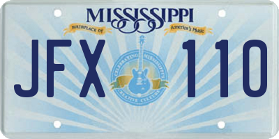 MS license plate JFX110