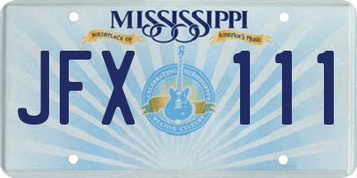 MS license plate JFX111
