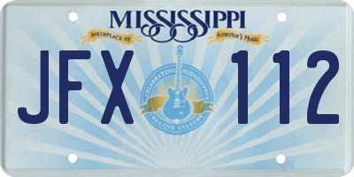 MS license plate JFX112