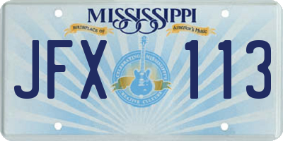 MS license plate JFX113