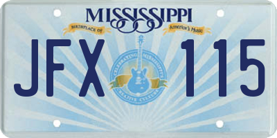 MS license plate JFX115