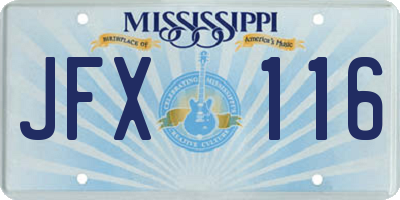 MS license plate JFX116