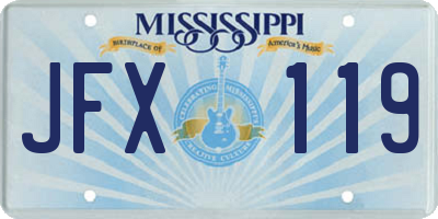 MS license plate JFX119
