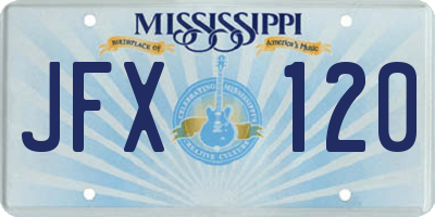 MS license plate JFX120