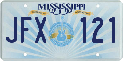 MS license plate JFX121