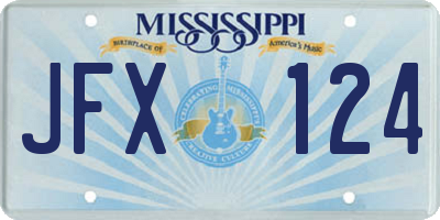 MS license plate JFX124