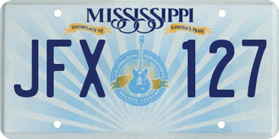 MS license plate JFX127