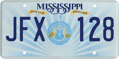 MS license plate JFX128
