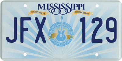 MS license plate JFX129