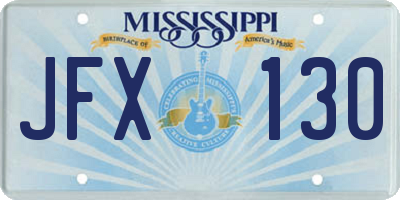 MS license plate JFX130