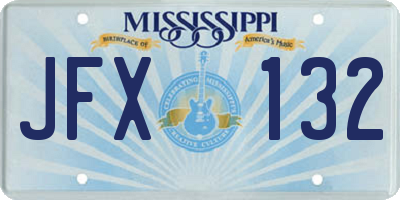 MS license plate JFX132