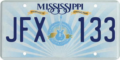 MS license plate JFX133
