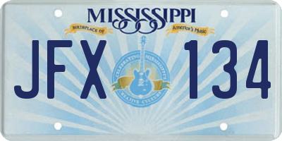 MS license plate JFX134