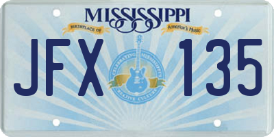 MS license plate JFX135