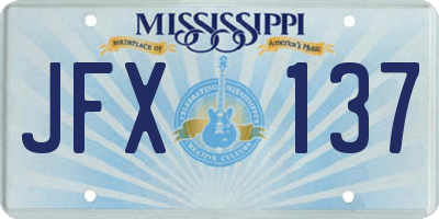 MS license plate JFX137