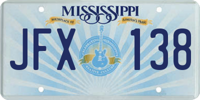 MS license plate JFX138