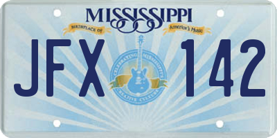 MS license plate JFX142