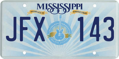 MS license plate JFX143