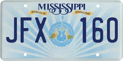 MS license plate JFX160