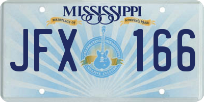 MS license plate JFX166