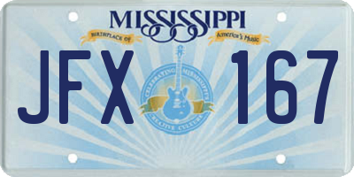 MS license plate JFX167