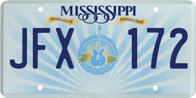 MS license plate JFX172