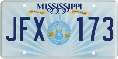 MS license plate JFX173