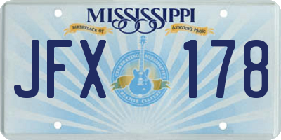 MS license plate JFX178