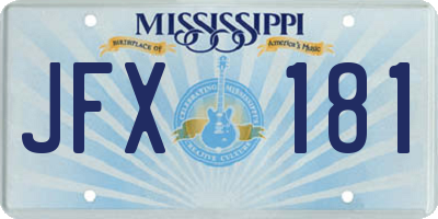 MS license plate JFX181