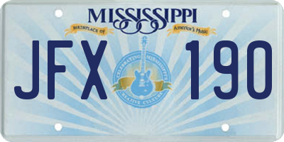 MS license plate JFX190