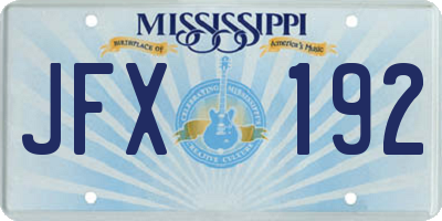 MS license plate JFX192