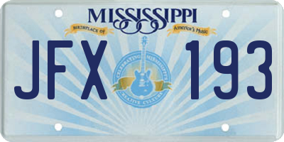 MS license plate JFX193