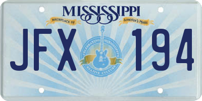 MS license plate JFX194