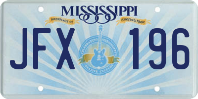 MS license plate JFX196