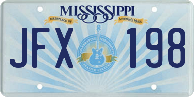 MS license plate JFX198
