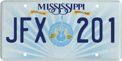 MS license plate JFX201