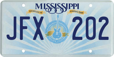 MS license plate JFX202
