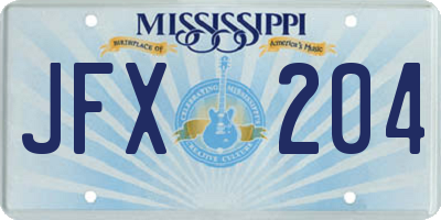 MS license plate JFX204