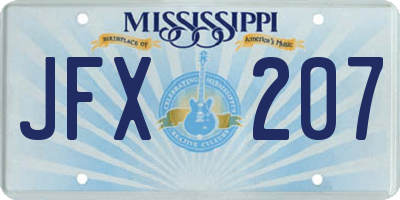 MS license plate JFX207