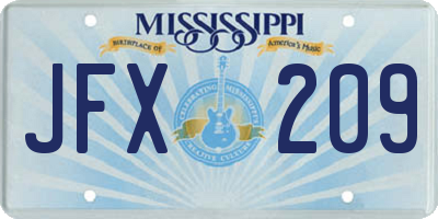 MS license plate JFX209