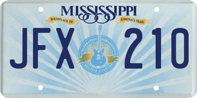 MS license plate JFX210