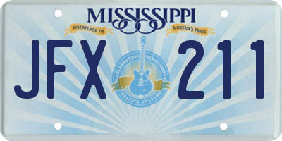MS license plate JFX211