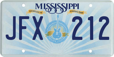 MS license plate JFX212