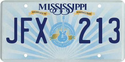 MS license plate JFX213